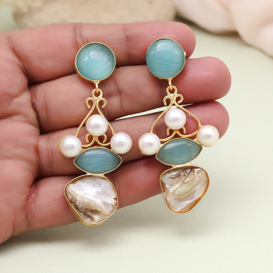 Tranquil Firozi Color Amrapali Earrings