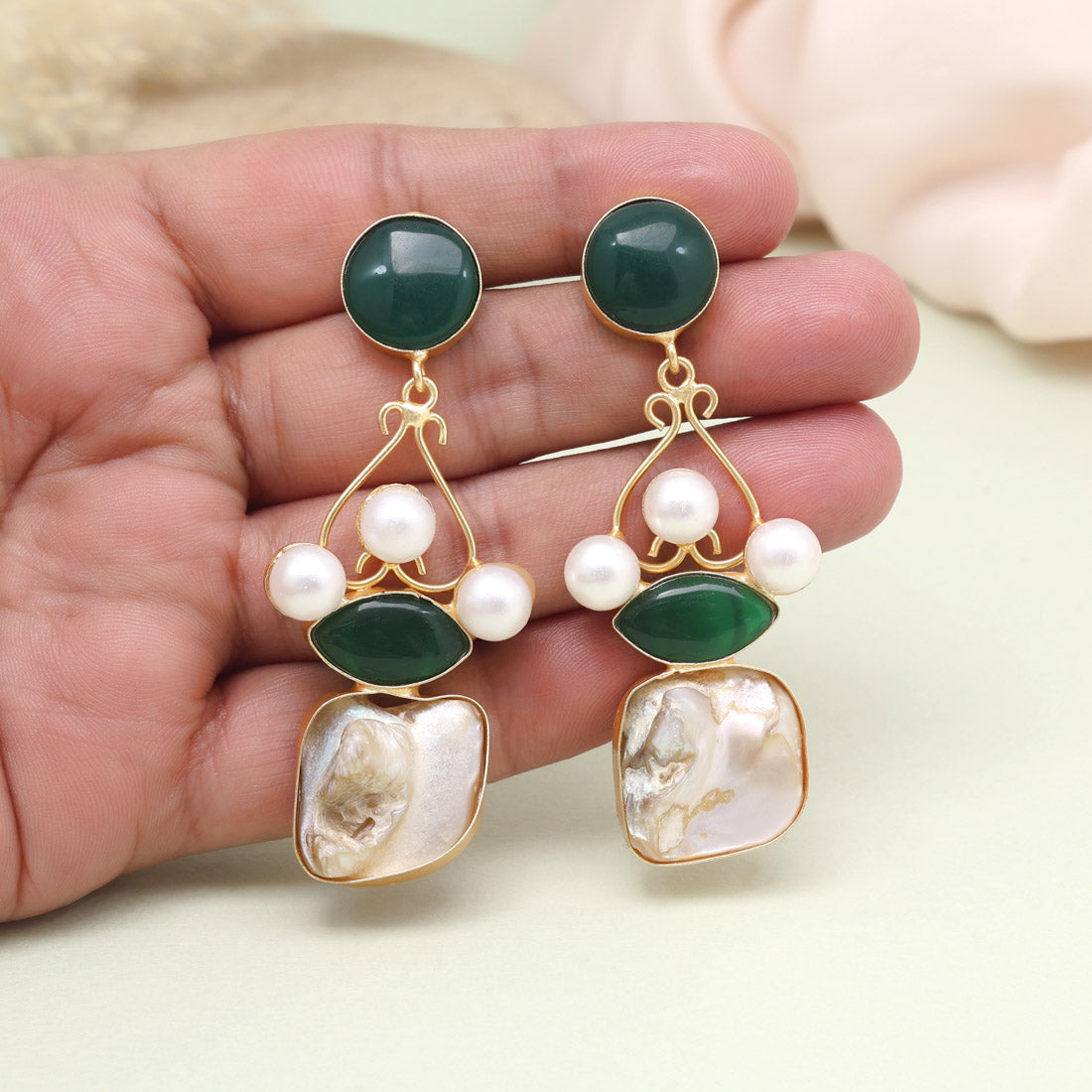 Garden Green Color Amrapali Earrings
