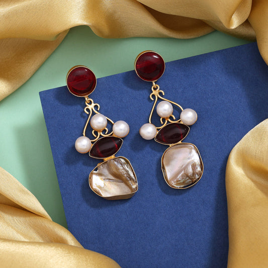 Rich Maroon Color Amrapali Earrings
