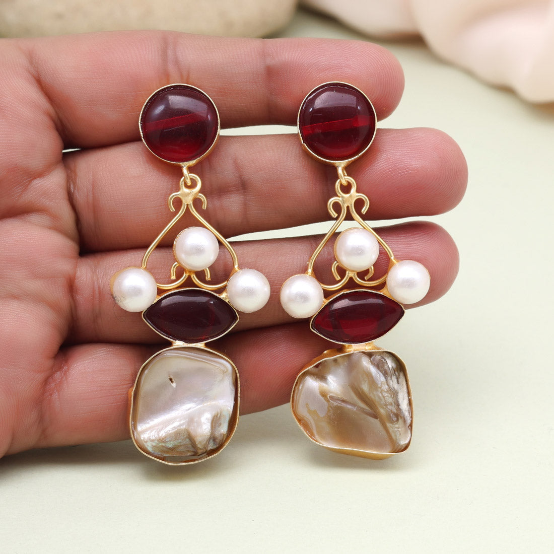 Rich Maroon Color Amrapali Earrings