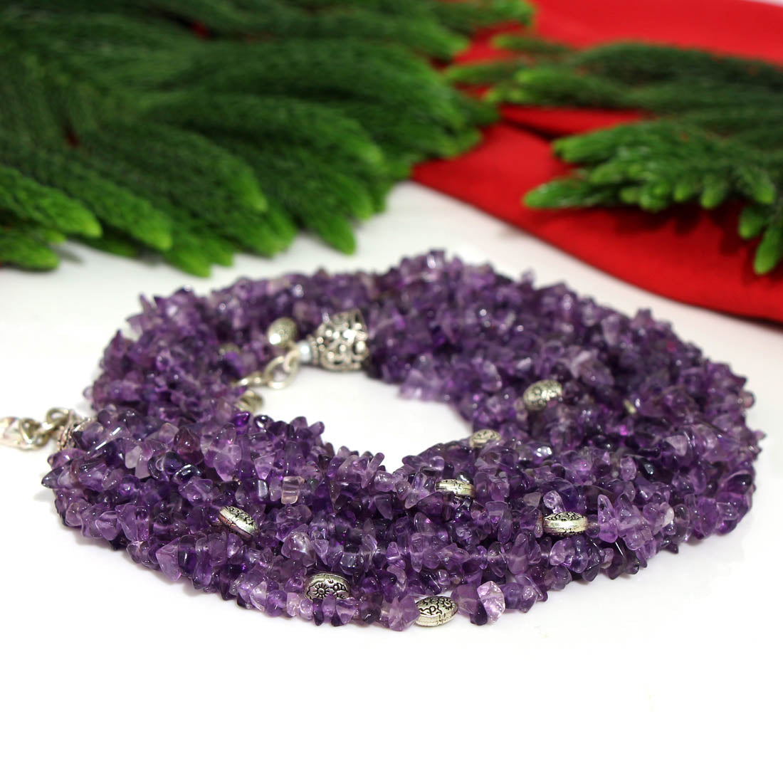 Purple Color Onyx Stone Necklace Set (AMPN131PRP)