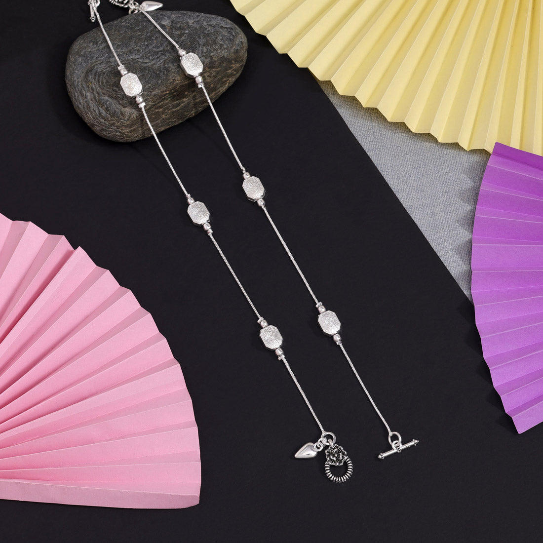 Silver Color Oxidised Anklets (ANK1117SLV)