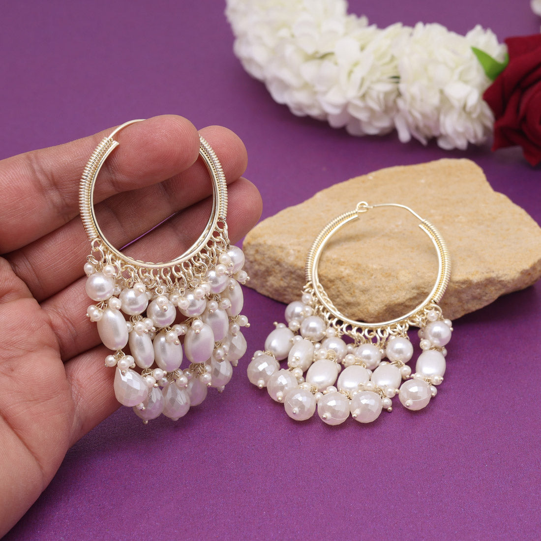 White Color Antique Earrings (ANTE1753WHT)