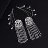 Silver Color Antique Stone Earrings With Chain (ANTE1755SLV)