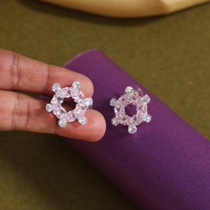 Pink Color Antique Stone Earrings (ANTE1756PNK)