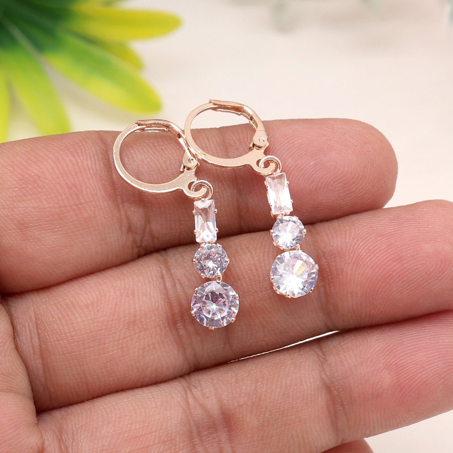 Elegant White Color Antique Stone Earrings With Delicate Vintage-Inspired Detailing