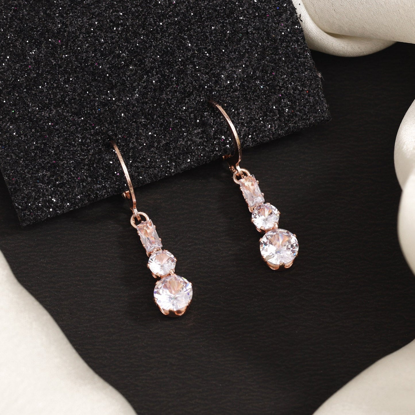 Elegant White Color Antique Stone Earrings With Delicate Vintage-Inspired Detailing