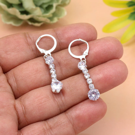 Romantic Charm In Silver Color Antique Stone Earrings With Delicate Finish