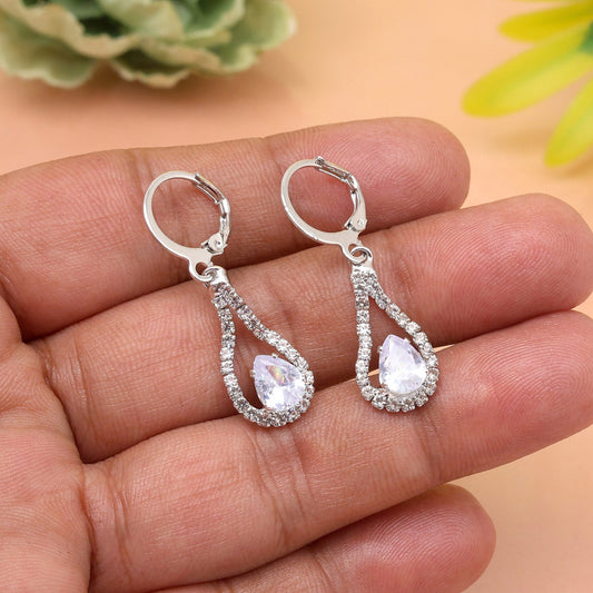 Antique-Inspired Glamour With Silver Color Antique Stone Earrings For Women