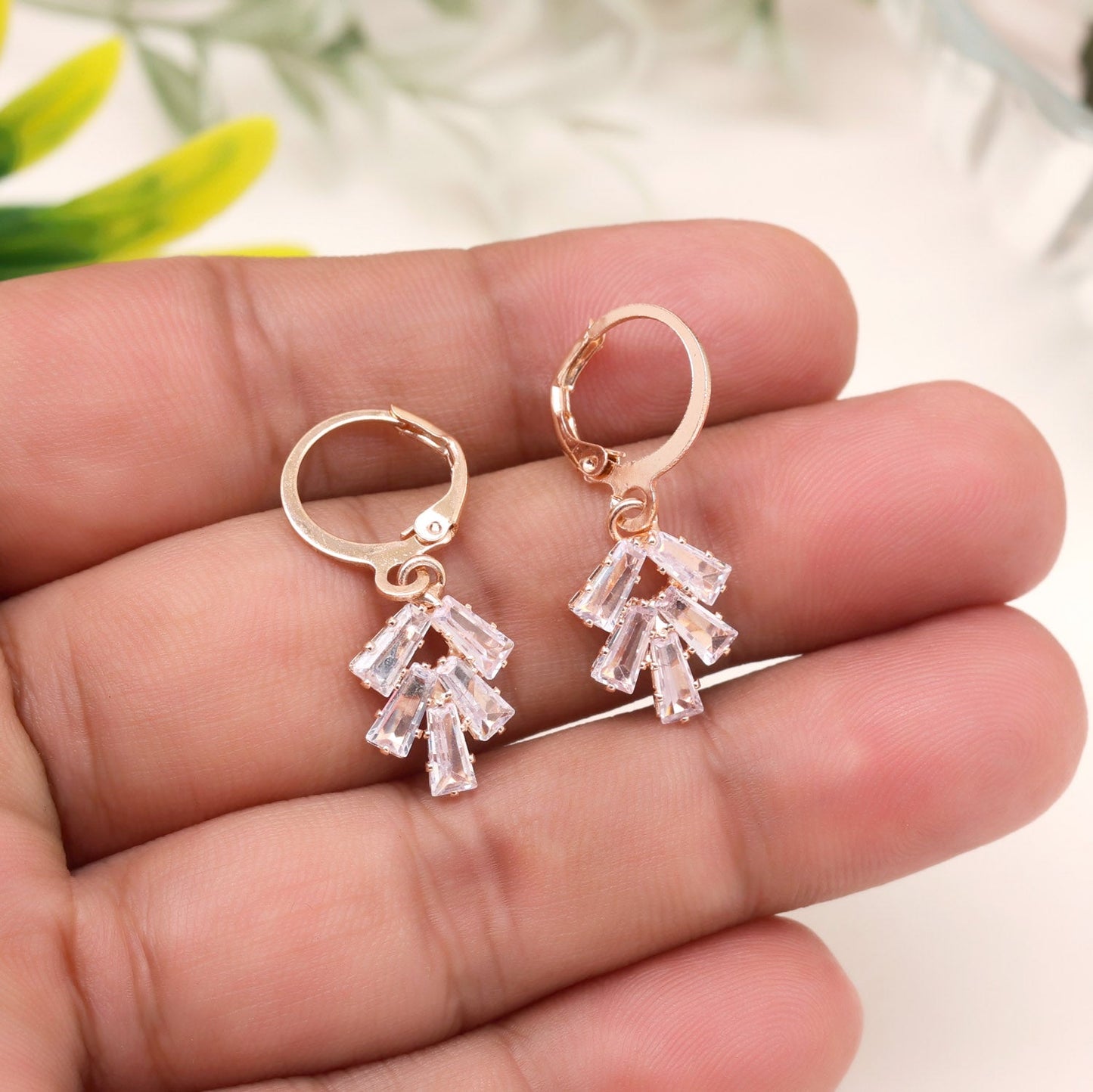 Handcrafted White Color Antique Stone Earrings With Subtle Vintage Texture