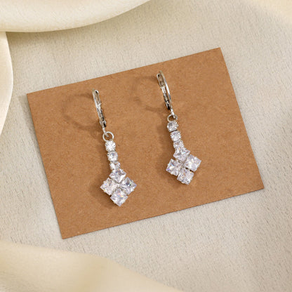 Lustrous Silver Color Antique Stone Earrings With Classic Filigree Settings