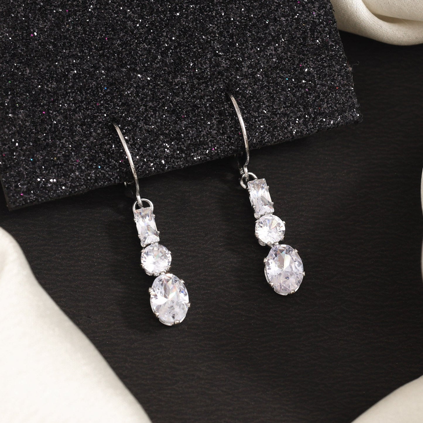 Silver Color Antique Stone Earrings With Unique, Eye-Catching Details