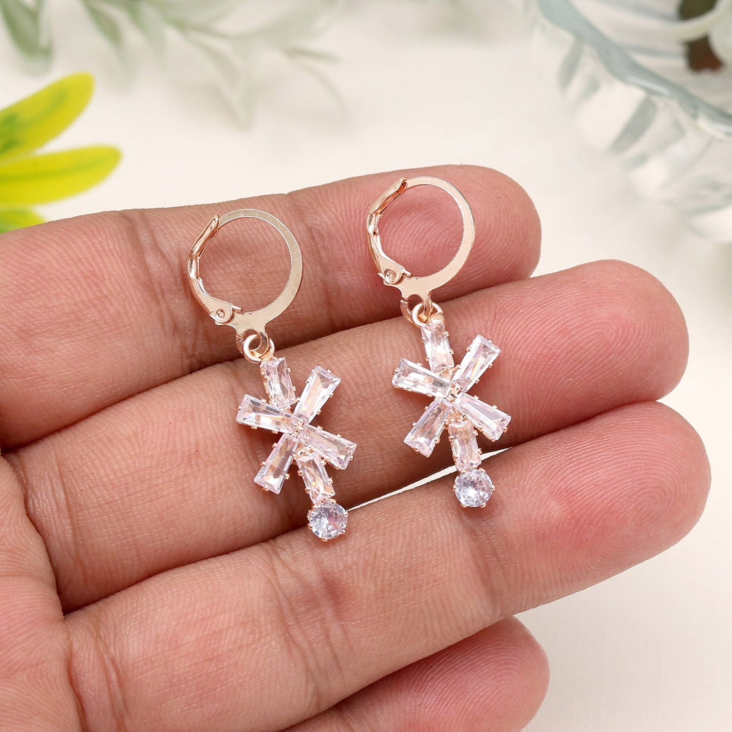 Stunning Handmade White Color Antique Stone Earrings For Wedding Guests