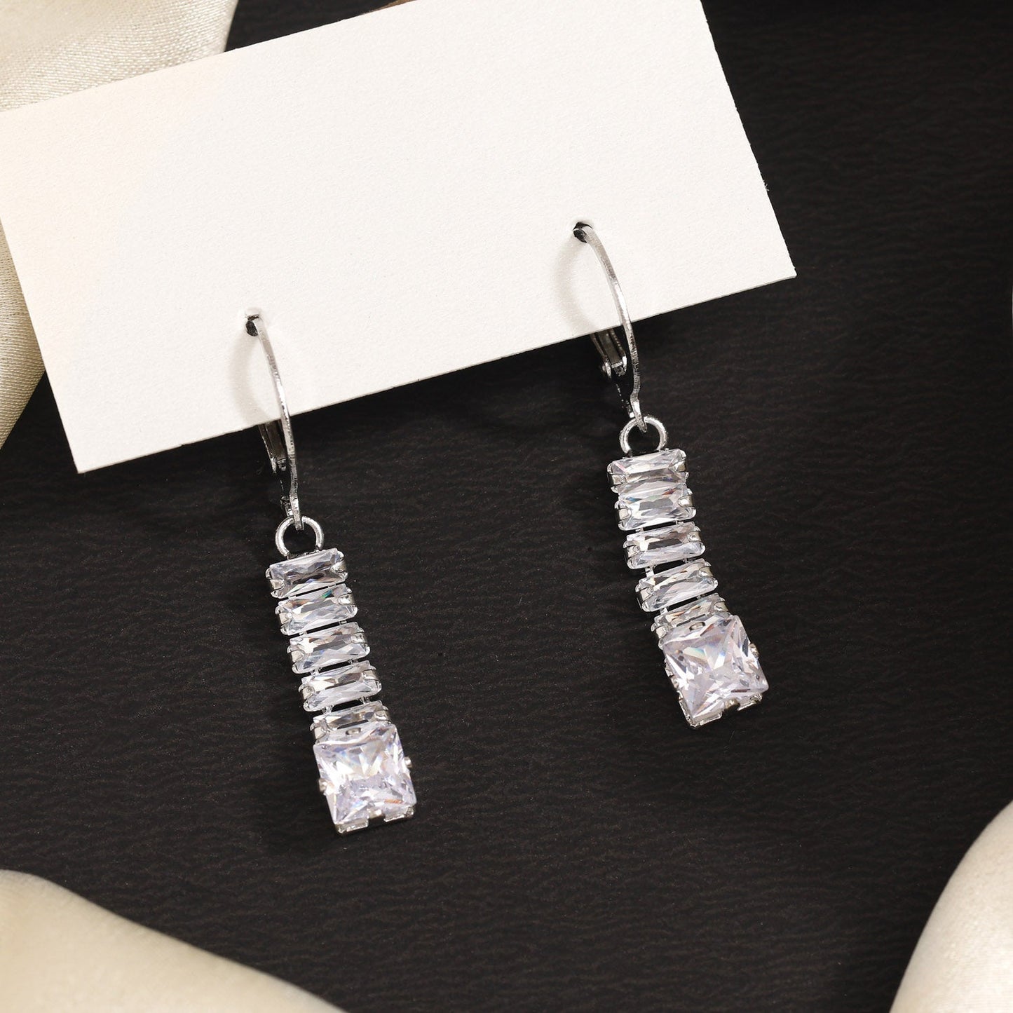 Elegant Silver Color Antique Stone Earrings For A Sophisticated Appearance