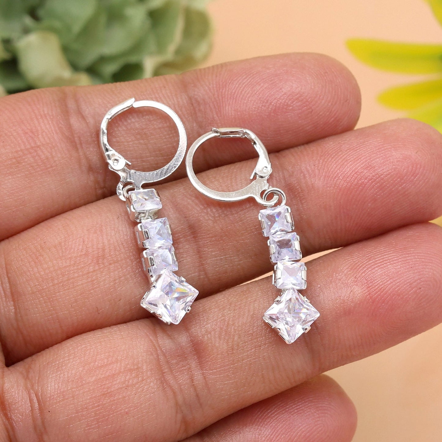 Masterfully Crafted Silver Color Antique Stone Earrings With Timeless Appeal