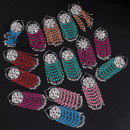 Assorted Color Antique Stone Earrings Combo Of 7 Pairs (ANTE552CMB)