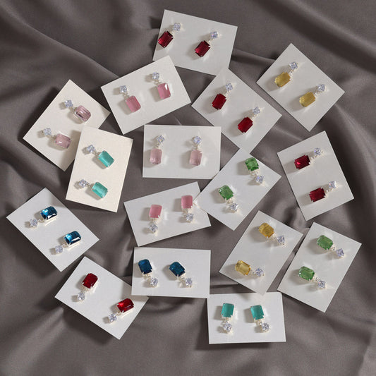 Assorted Color Antique Stone Earrings Combo Of 16 Pairs (ANTE555CMB)