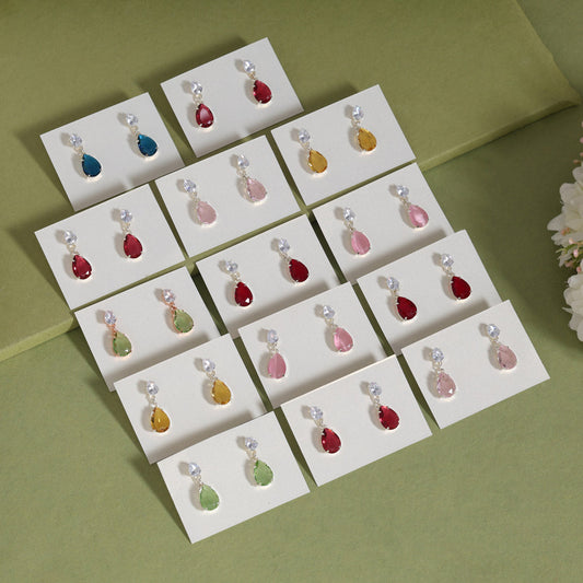 Assorted Color Antique Stone Earrings Combo Of 14 Pairs (ANTE556CMB)