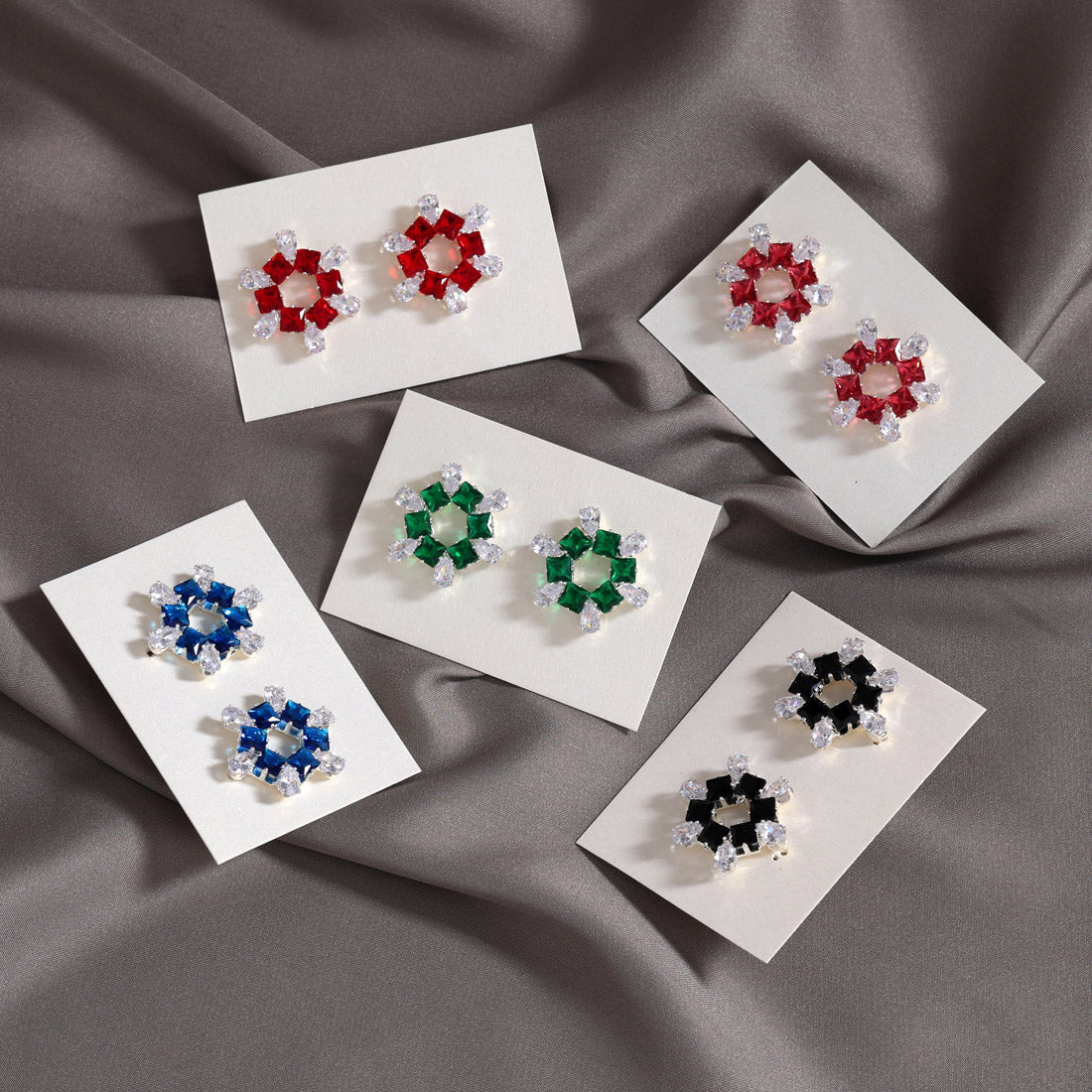 Assorted Color Antique Stone Earrings Combo Of 5 Pairs (ANTE557CMB)