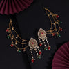 Maroon & Green Color Bahubali Earrings (BBLE449MG)