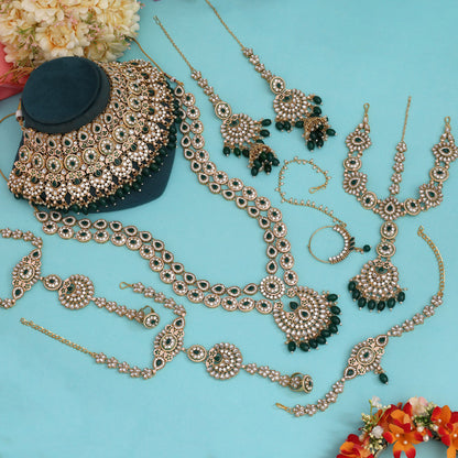 Green Color Kundan Dulhan Set (BDL249GRN)