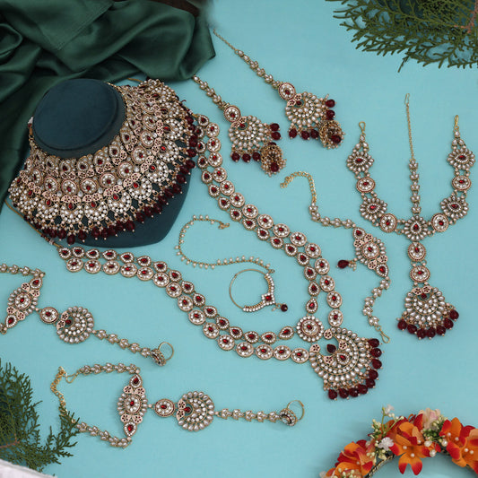 Maroon Color Kundan Dulhan Set (BDL249MRN)