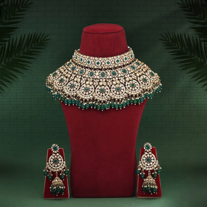 Green Color Kundan Dulhan Set (BDL260GRN)