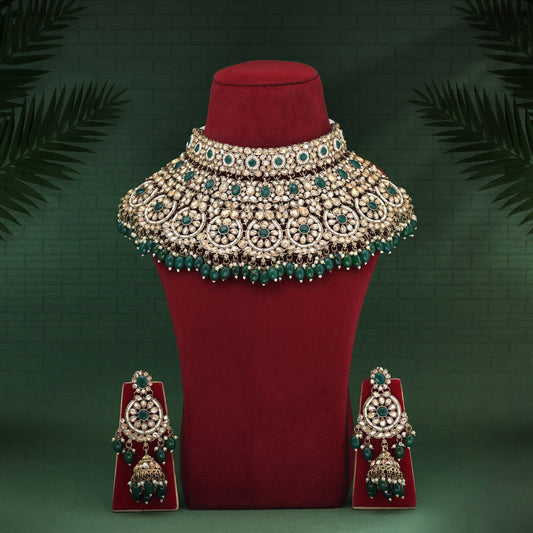 Green Color Kundan Dulhan Set (BDL260GRN)