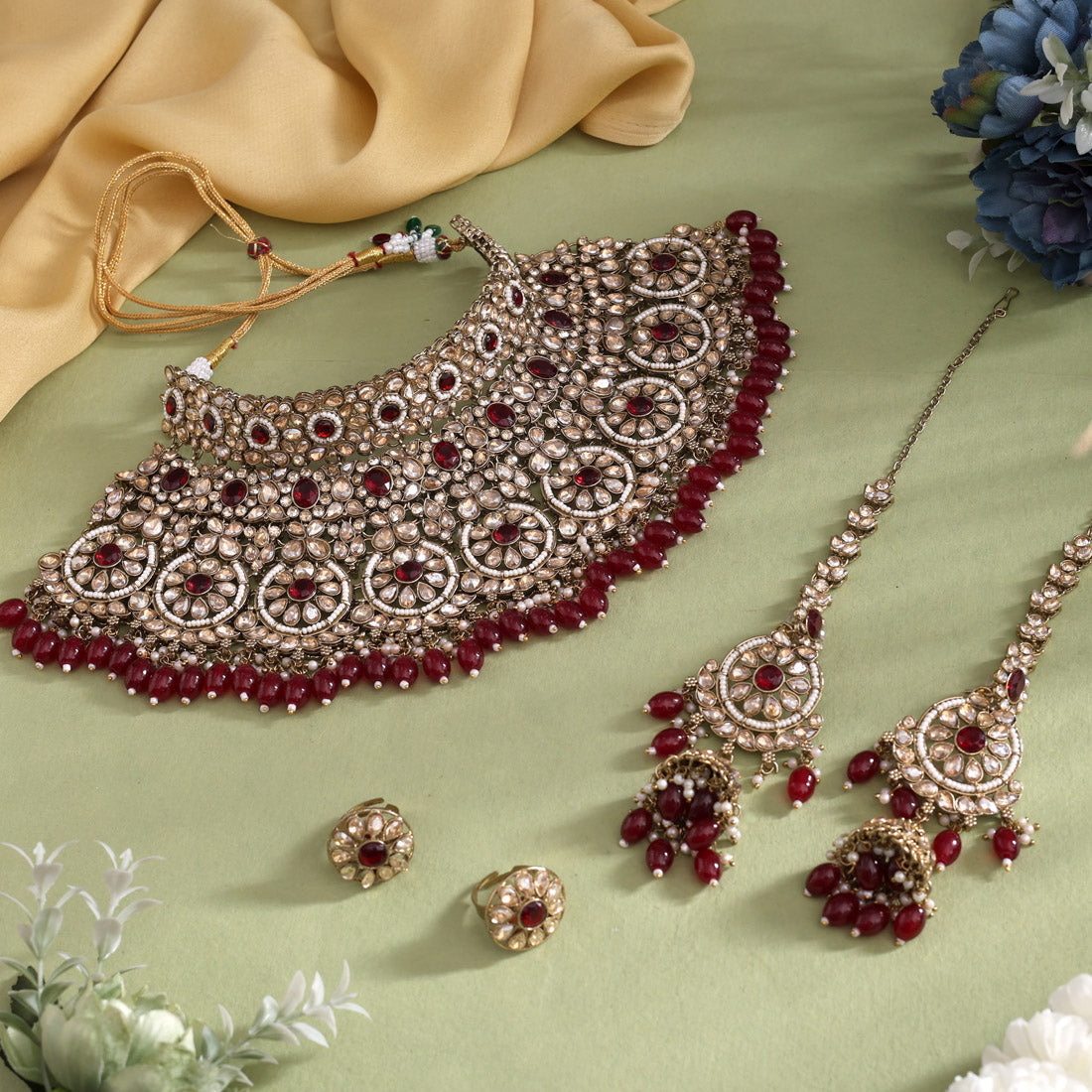 Maroon Color Kundan Dulhan Set (BDL260MRN)