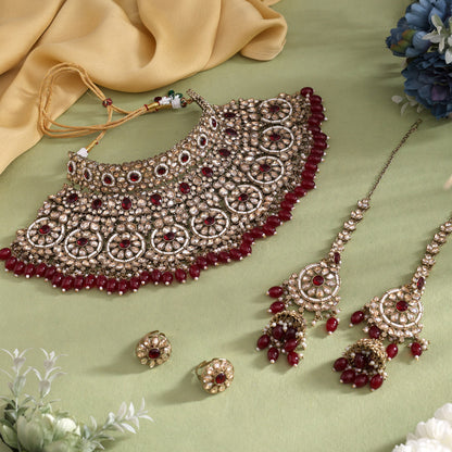 Maroon Color Kundan Dulhan Set (BDL260MRN)