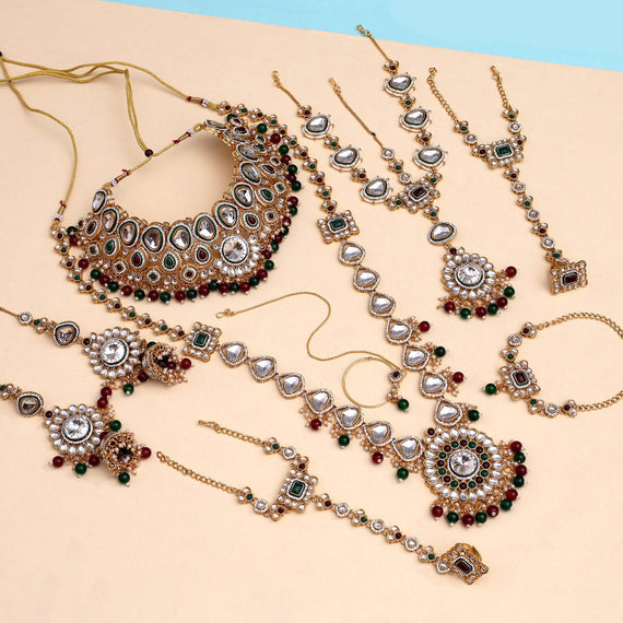 Gray And Kundan Meenakari Necklace Set Jaipur Kundan Bridal Wedding Indian Jewelry outlet Choker Dulhan Jewelry Earrings Women Girls Gifts