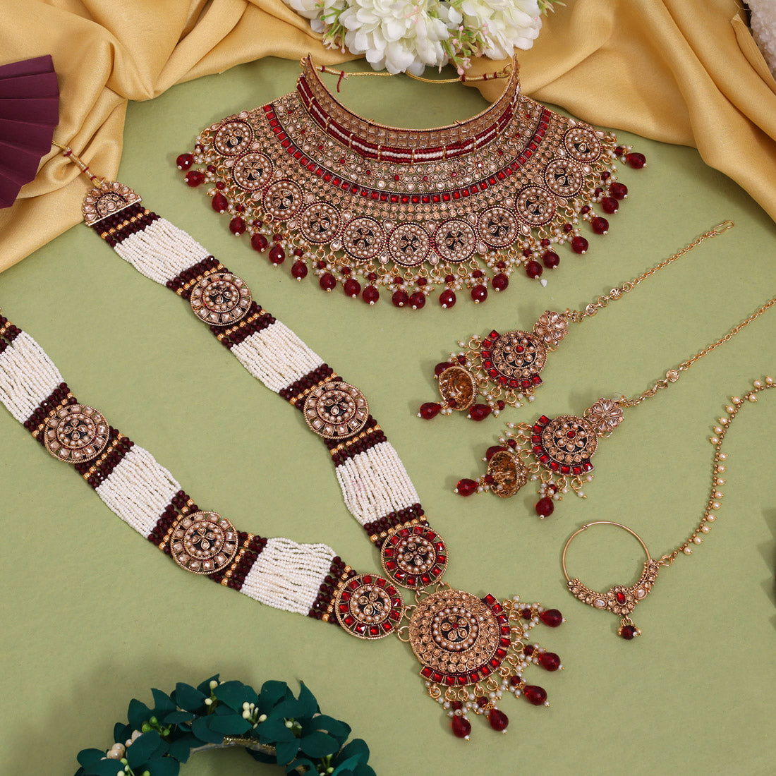 Maroon Color Kundan Dulhan Set (BDL268MRN)