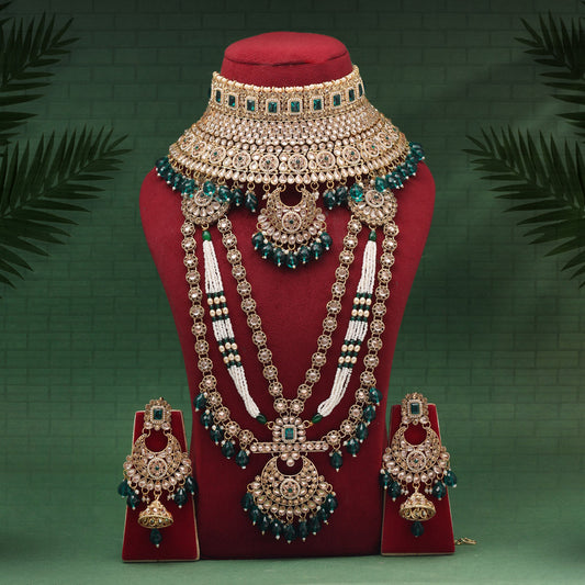 Green Color Kundan Dulhan Set (BDL270GRN)