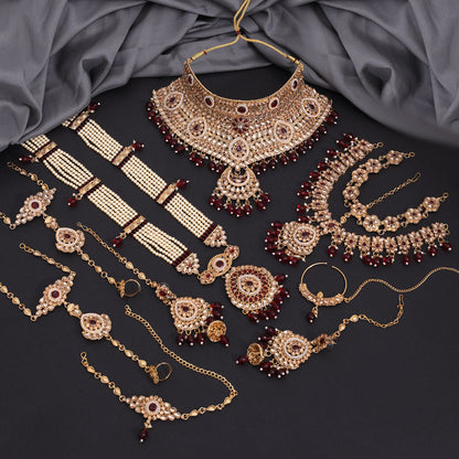 Maroon Color Kundan Dulhan Set (BDL271MRN)