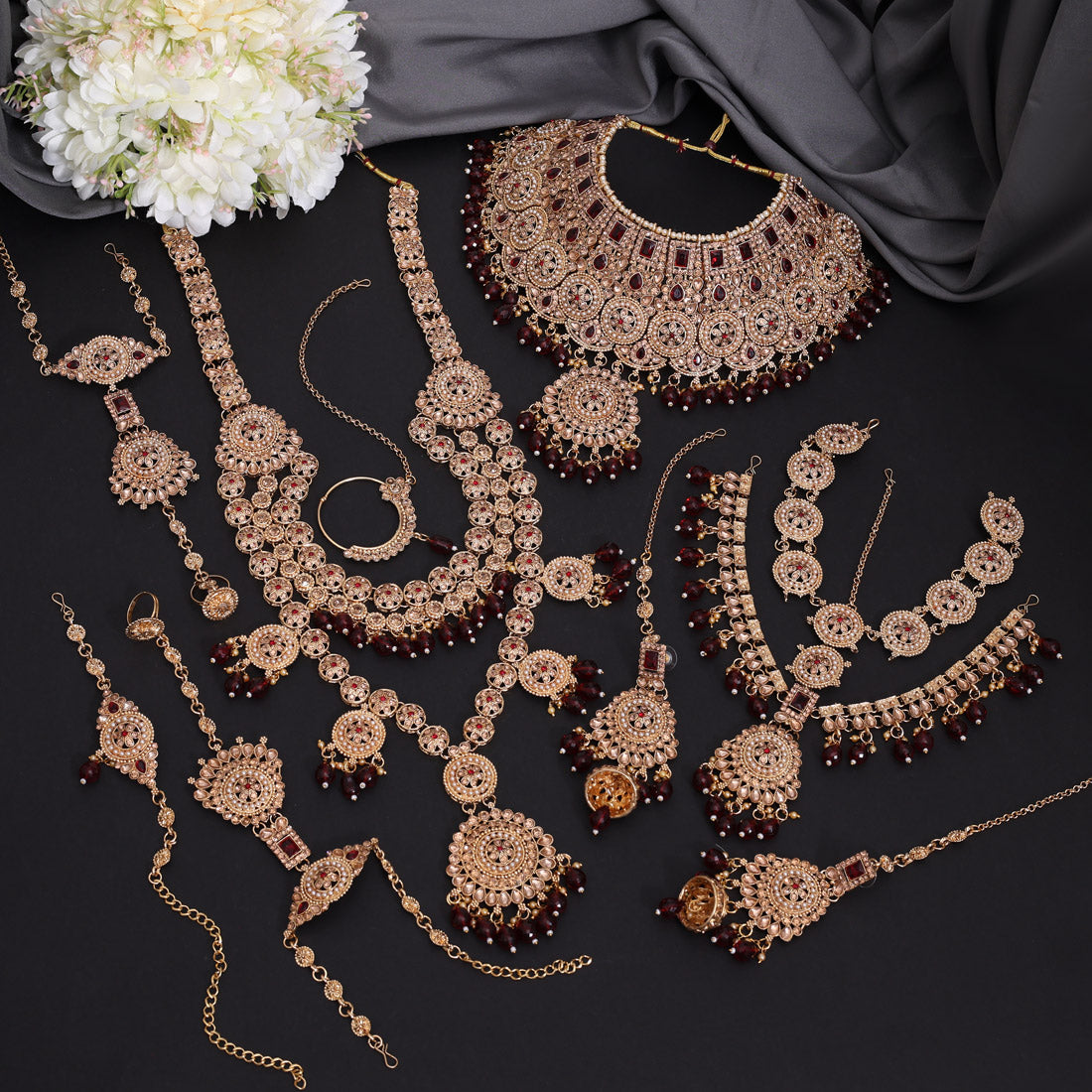 Maroon Color Kundan Dulhan Set (BDL272MRN)