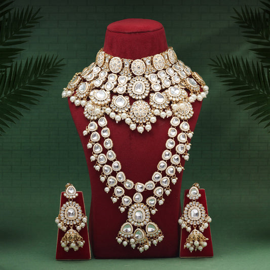 White Color Meena Work Kundan Dulhan Set (BDL276WHT)
