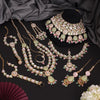 Pink & Pista Green Color Meena Work Kundan Dulhan Set (BDL277PNKPGRN)