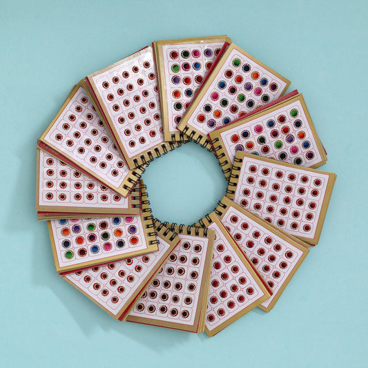 Assorted Color Velvet Stone 12 Bindi Booklet For Women & Girls- Total Bindi Count- 1440