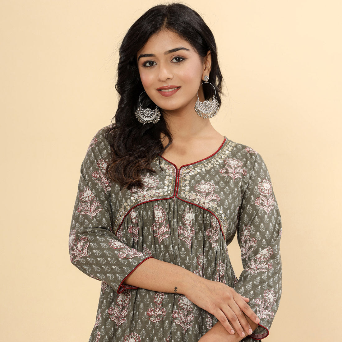 Grey Color Elegant Anarkali Kurta