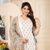 White Color Afgani Kurta Pant Set With Dupatta (CK223WHT-L)