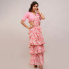 Pink Color Beautiful Ruffled Saree With Blouse & Belt (CK226PNK-L)