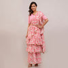 Pink Color Beautiful Ruffled Saree With Blouse & Belt (CK226PNK-L)