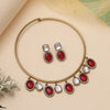 Red Color American Diamond Necklace Set (CZN1009RED)