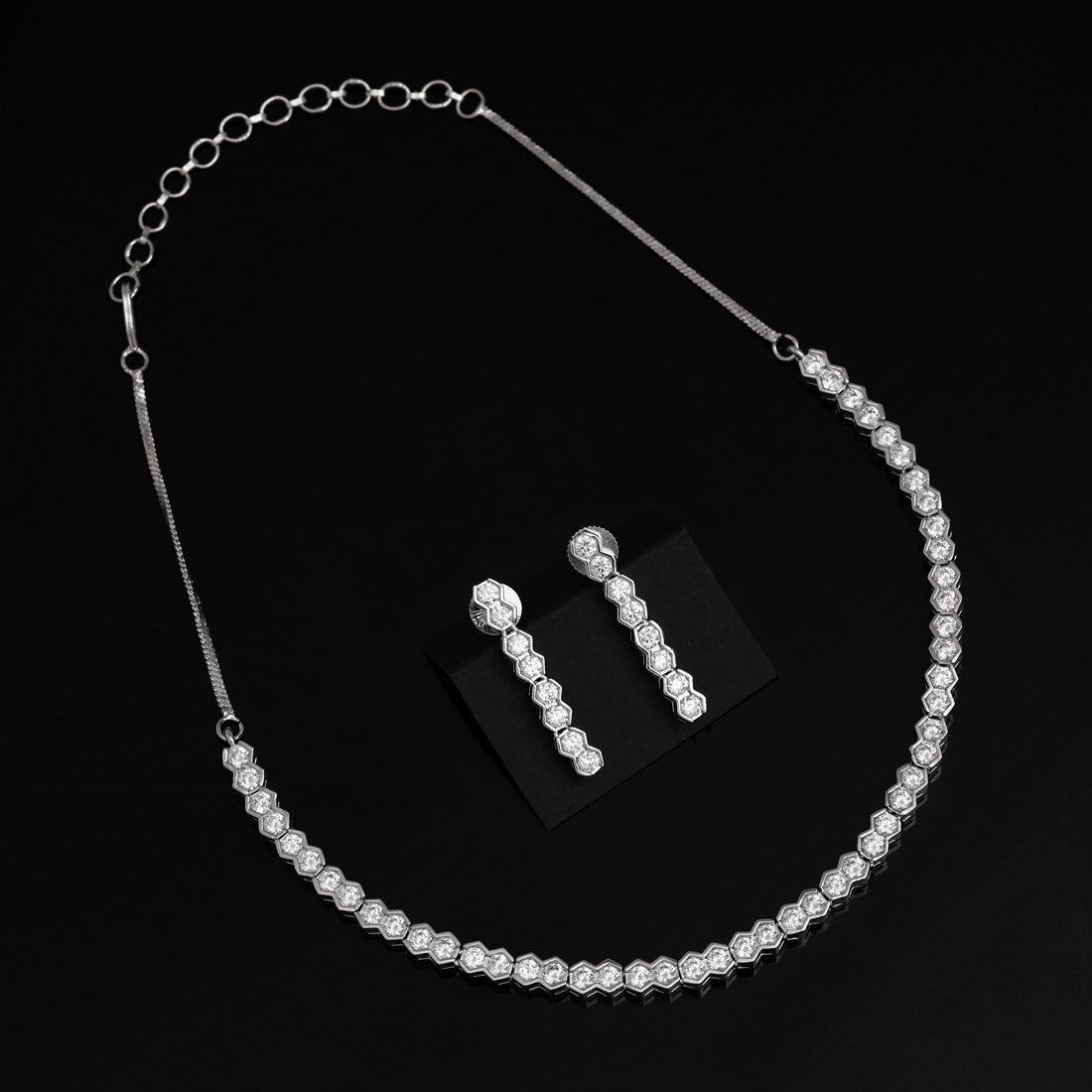 Silver Color American Diamond Necklace Set (CZN1011SLV)