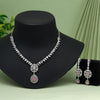 Pink Color American Diamond Necklace Set (CZN1018PNK)