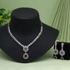 Red Color American Diamond Necklace Set (CZN1018RED)