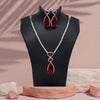 Ruby Color American Diamond Necklace Set (CZN1028RUBY)