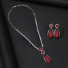 Ruby Color American Diamond Necklace Set (CZN1028RUBY)