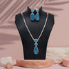 Sky Blue Color American Diamond Necklace Set (CZN1028SBLU)