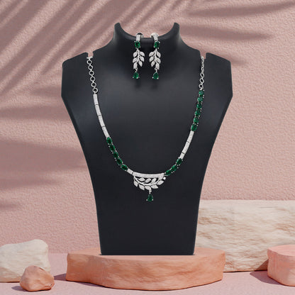 Green Color American Diamond Necklace Set (CZN1029GRN)